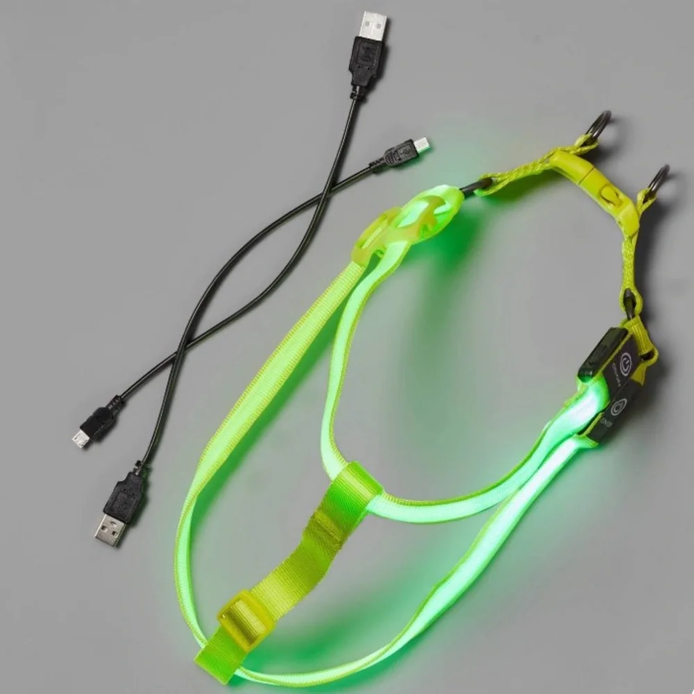 LED Rechargeable Dog Harness - Medium- Vibrant Green Boots & Barkley